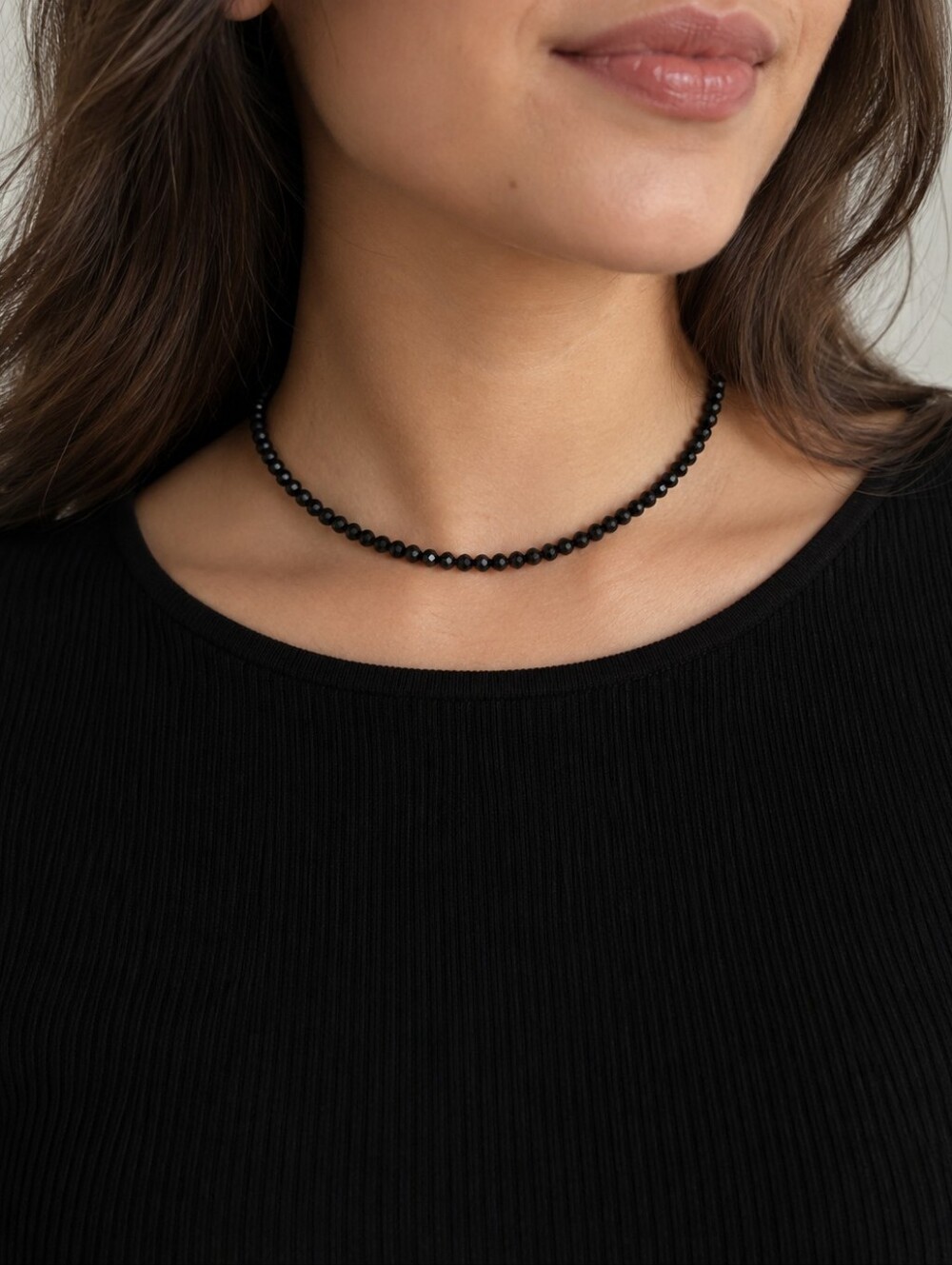 Classic Black Bead Choker Necklace - Women Jewelry